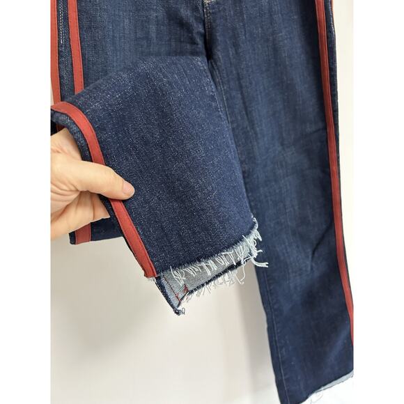 NWOT MOTHER Insider Crop Step Hem Fray Speed Racer Jeans Sz 24 Dark Blue - Picture 3 of 12